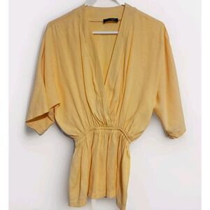 Flowy Yellow Boho Summer Top By Coeur de Vague, Size S Flirty